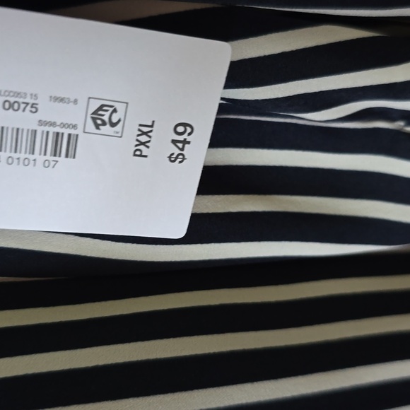 LIZ CLAIBORNE WOMENS PLUS PETITE NAVY/WHITE STRIPES LONG SLEEVE BLOUSE SIZE PXXL - Picture 8 of 14